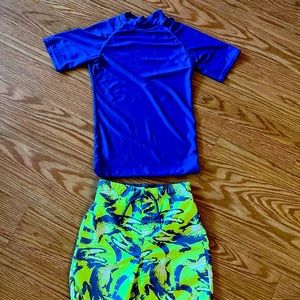 Boys swim shorts & swim shirt.